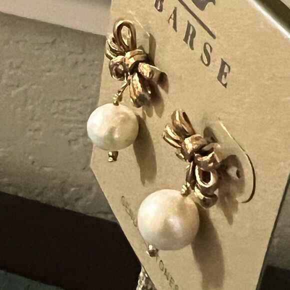 NWT Studio Barse Gold Bow Earrings with Pearls #BRER - Picture 4 of 7